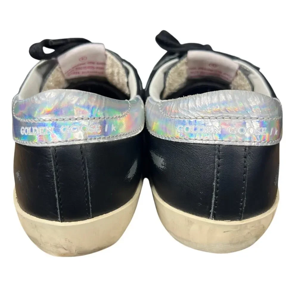 Golden Goose Kids Black Leather Holographic Star Sneaker Size 33 US 1.5